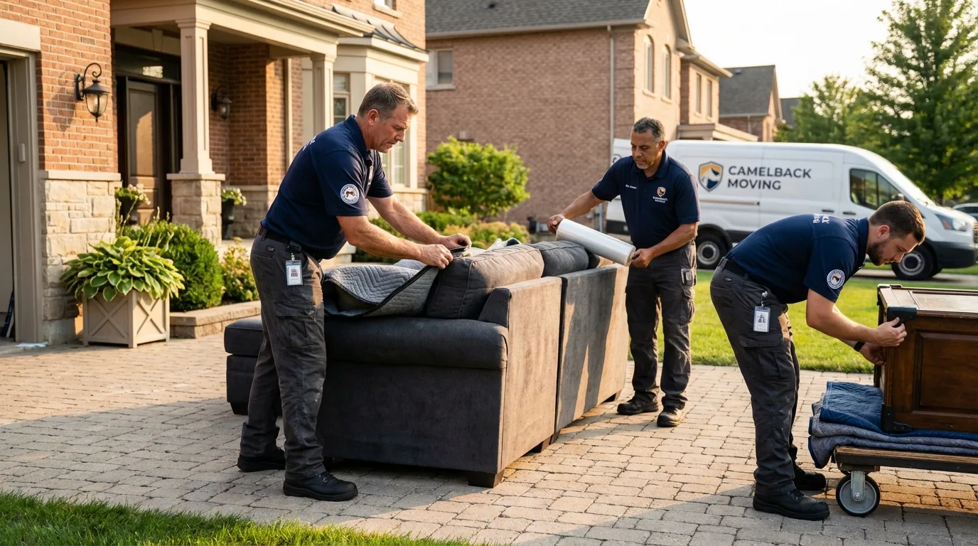 Large estate moving crew wrapping furniture in Madisonville, TX